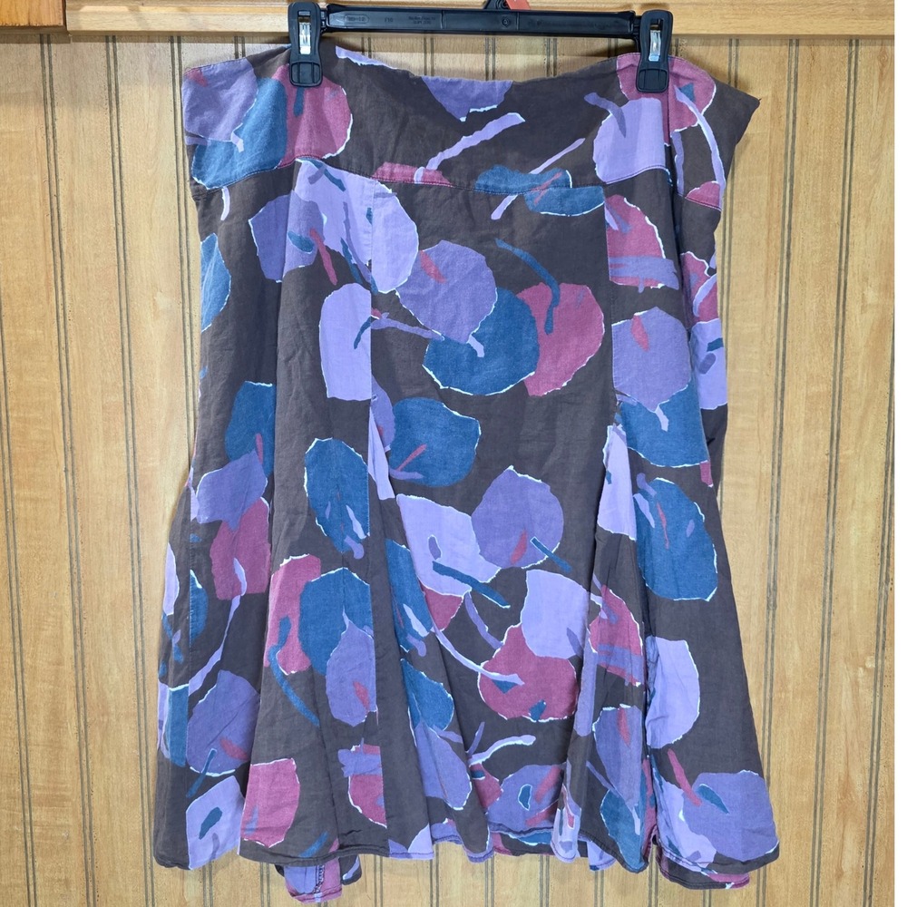 Mossimo Brown Floral Print Cotton A-Line Skirt Casual Flared 16W